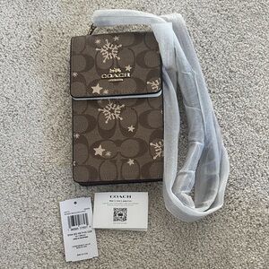 Coach Tan Crossbody Bag with Snowflake Pattern
